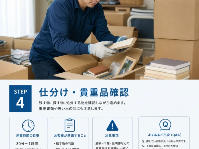 STEP 4仕分け・貴重品確認のイメージ